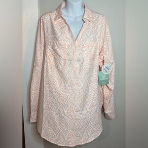 NWT Magellan Outdoors Women's Aransas Pass Long Sleeve Shirt in the Peach 1X